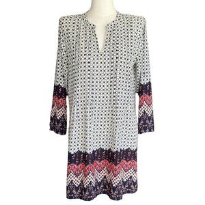 Collective Concepts V-Neck Long Sleeve Pullover Shift Dress Women's Sz S